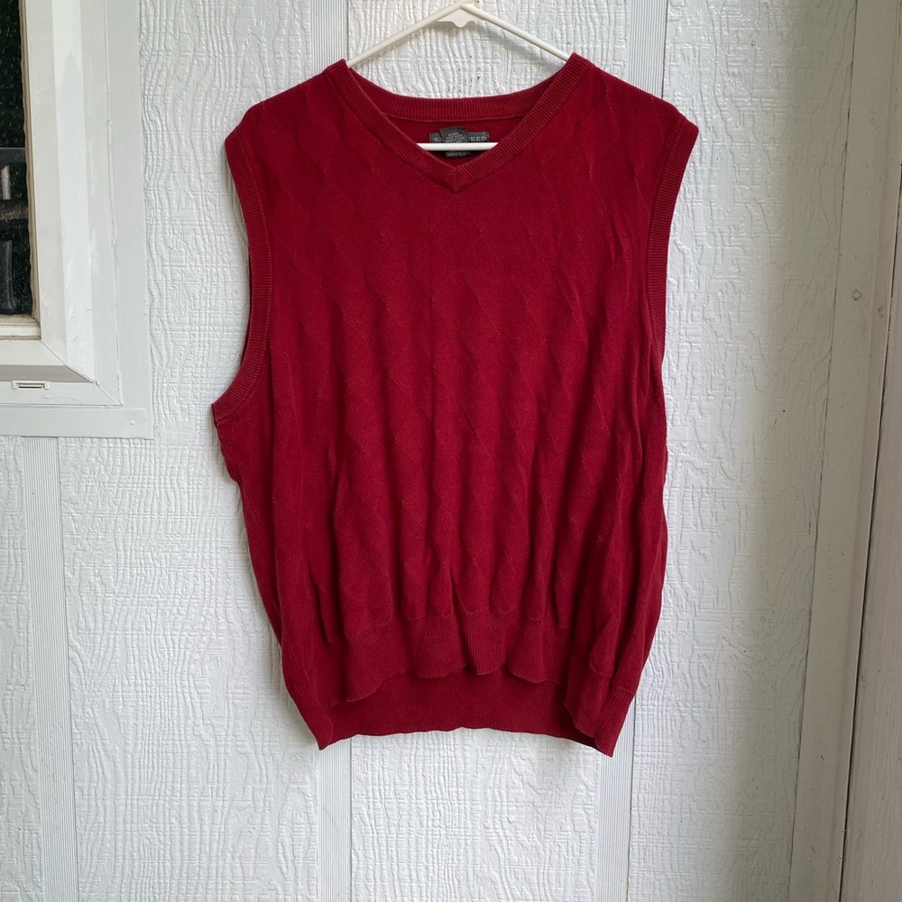 Saddlebred Men's Sleeveless Cotton Sweater Vest With Diamond Pattern Size Large